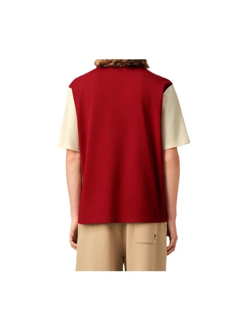 T-shirt in cotone rosso con ricamo Ami Paris Ami Paris | UTS418.JE0272A202 RUBYRED/IVORY